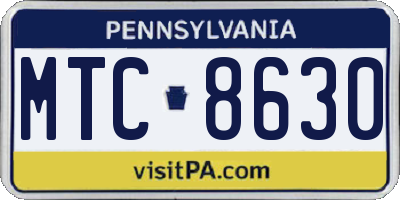 PA license plate MTC8630
