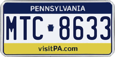 PA license plate MTC8633