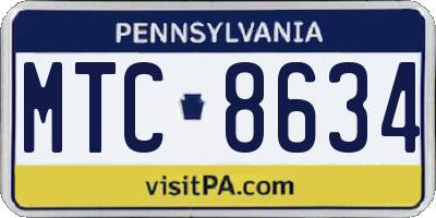 PA license plate MTC8634