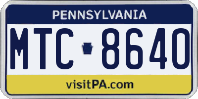 PA license plate MTC8640