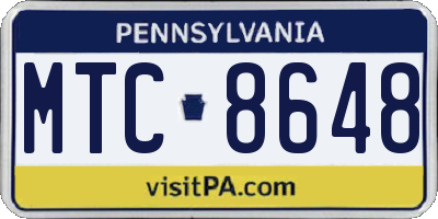 PA license plate MTC8648