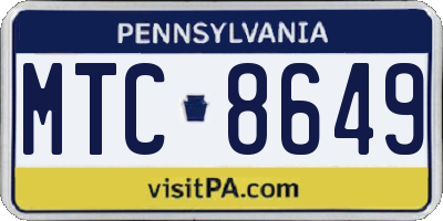 PA license plate MTC8649