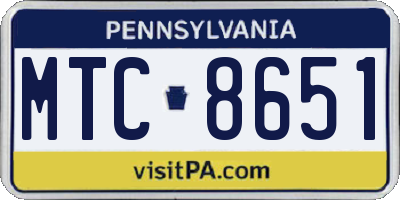 PA license plate MTC8651