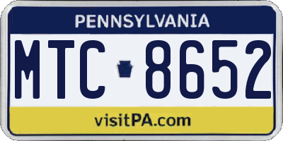 PA license plate MTC8652