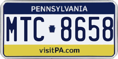 PA license plate MTC8658