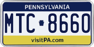 PA license plate MTC8660