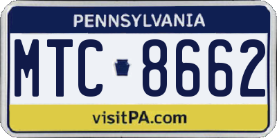 PA license plate MTC8662