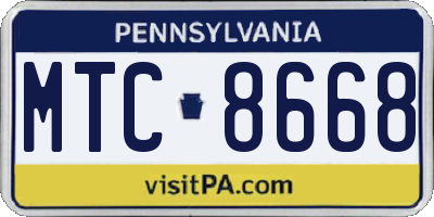 PA license plate MTC8668