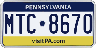 PA license plate MTC8670