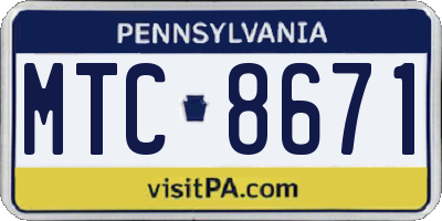 PA license plate MTC8671