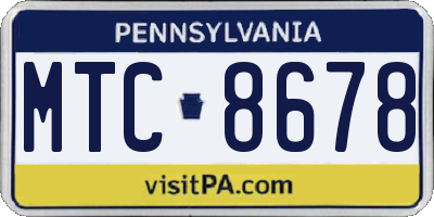 PA license plate MTC8678