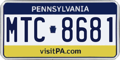 PA license plate MTC8681