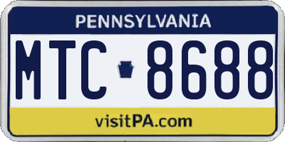 PA license plate MTC8688