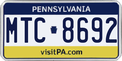 PA license plate MTC8692