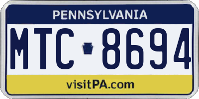 PA license plate MTC8694