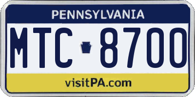 PA license plate MTC8700