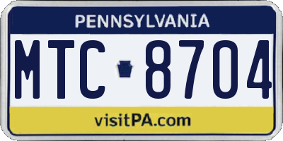 PA license plate MTC8704