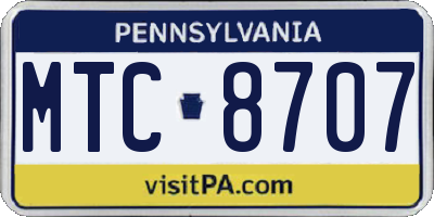 PA license plate MTC8707