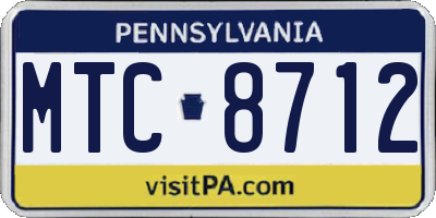 PA license plate MTC8712