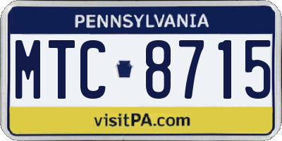 PA license plate MTC8715