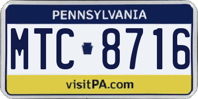PA license plate MTC8716