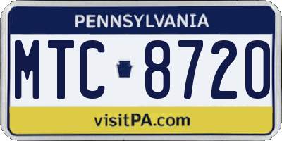 PA license plate MTC8720