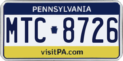 PA license plate MTC8726