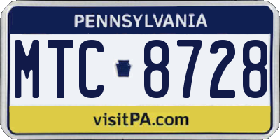 PA license plate MTC8728