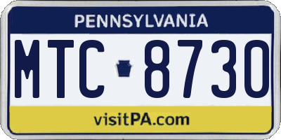PA license plate MTC8730