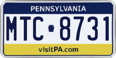 PA license plate MTC8731