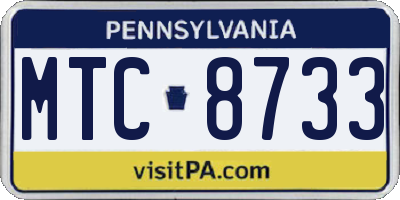 PA license plate MTC8733