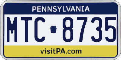 PA license plate MTC8735