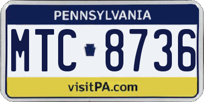 PA license plate MTC8736