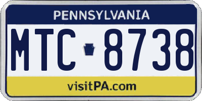 PA license plate MTC8738