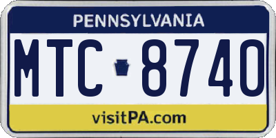 PA license plate MTC8740
