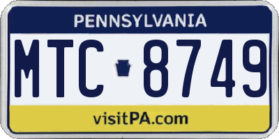 PA license plate MTC8749