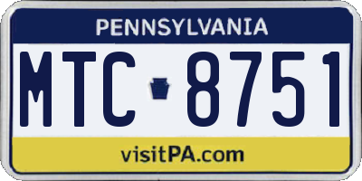 PA license plate MTC8751