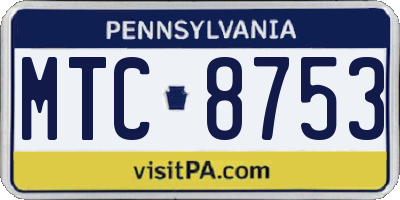 PA license plate MTC8753