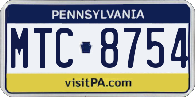 PA license plate MTC8754