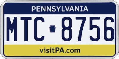 PA license plate MTC8756