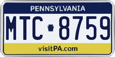 PA license plate MTC8759