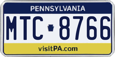 PA license plate MTC8766