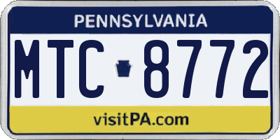 PA license plate MTC8772