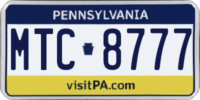 PA license plate MTC8777