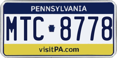 PA license plate MTC8778