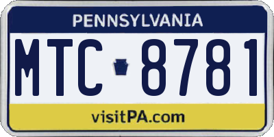 PA license plate MTC8781