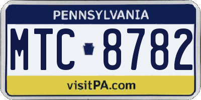 PA license plate MTC8782