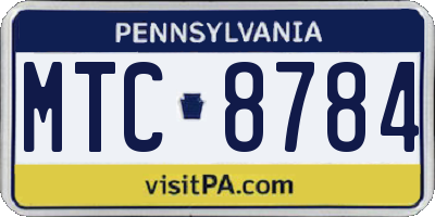 PA license plate MTC8784