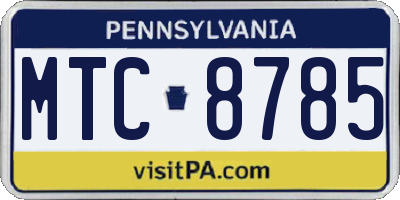 PA license plate MTC8785