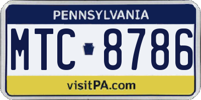 PA license plate MTC8786